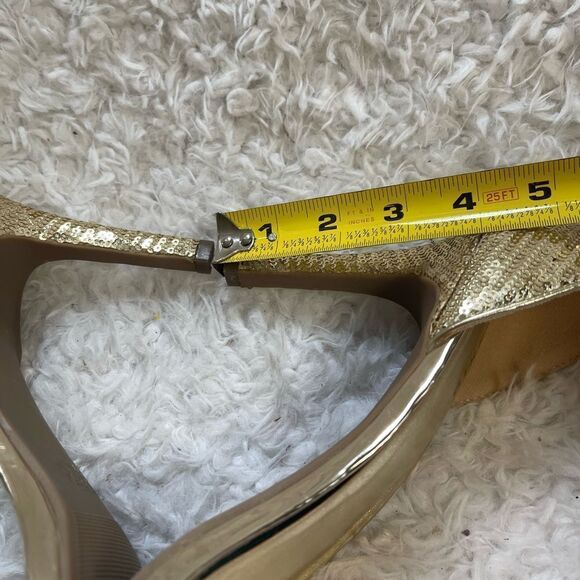 Torrid Gold sequins ankle strap heels sandals double wide size 12 - Picture 10 of 11